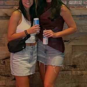 Red Leather Asymmetric Top